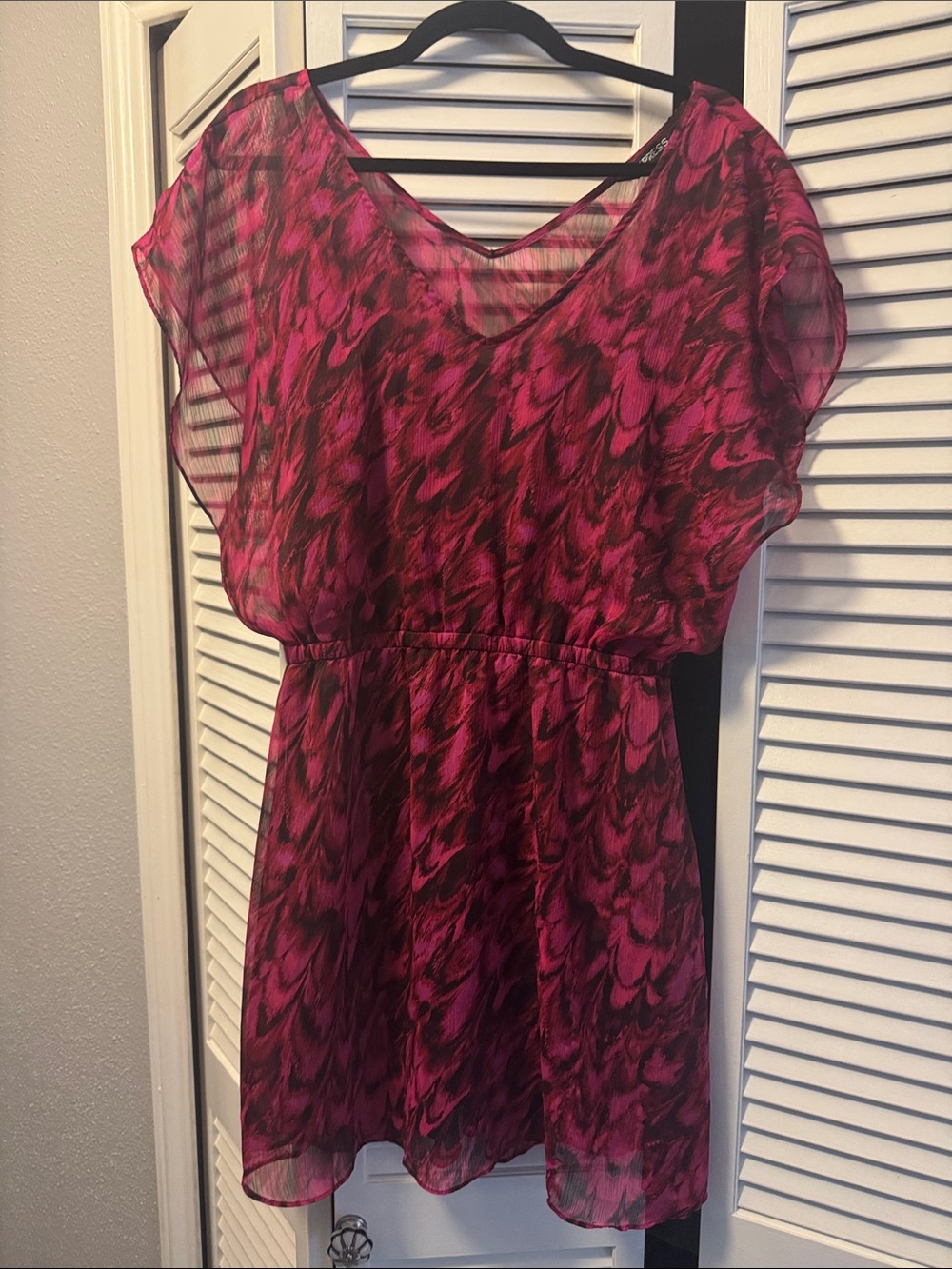 Express Fuchsia Patterned Mini Dress